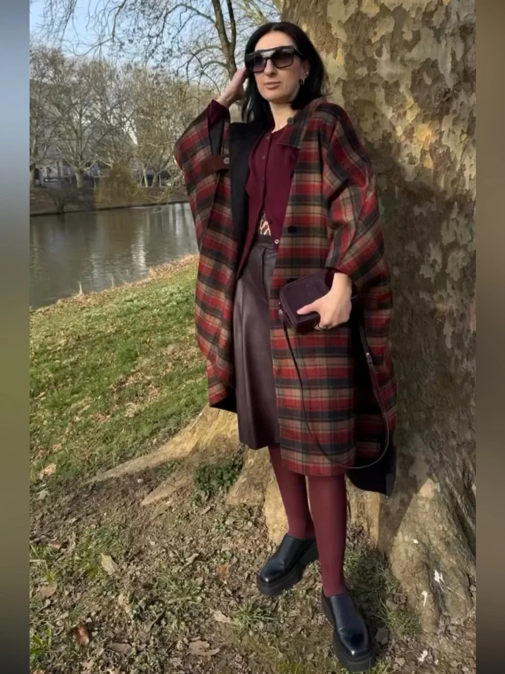 ZARA PLAID WOOL CAPE